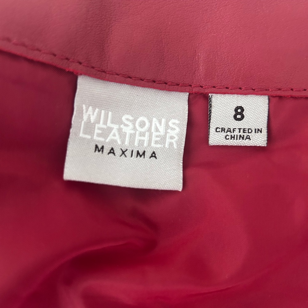 Wilsons Leather Red Asymmetrical Mini Skirt Zipper - Picture 13 of 15